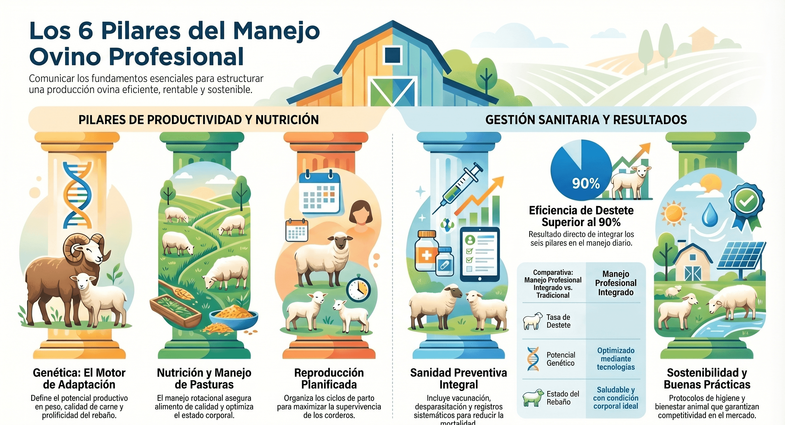 Los 6 pilares del manejo ovino profesional: fundamentos clave para el éxito